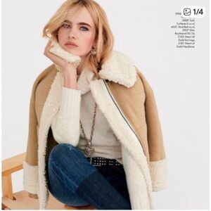 CAbi Tan and Cream Teddy Jacket